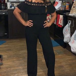 Black embroidered romper